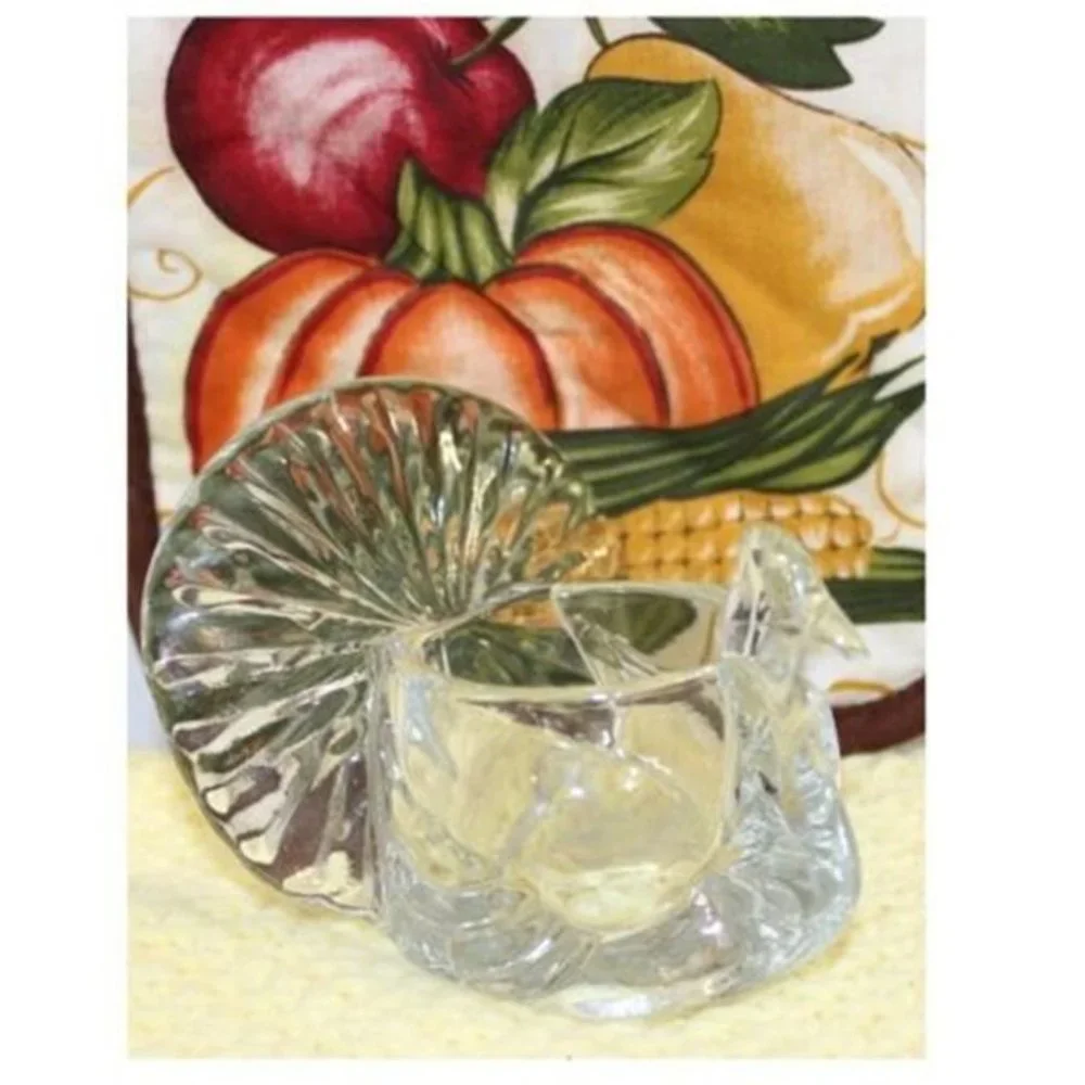 Vintage Avon Glass Peacock Candle Holder Votive Fall Harvest Turkey Holiday